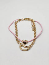 Girl Mom Pink Cord Layered Bracelet