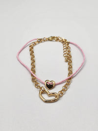 Girl Mom Pink Cord Layered Bracelet