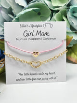 Girl Mom Pink Cord Layered Bracelet