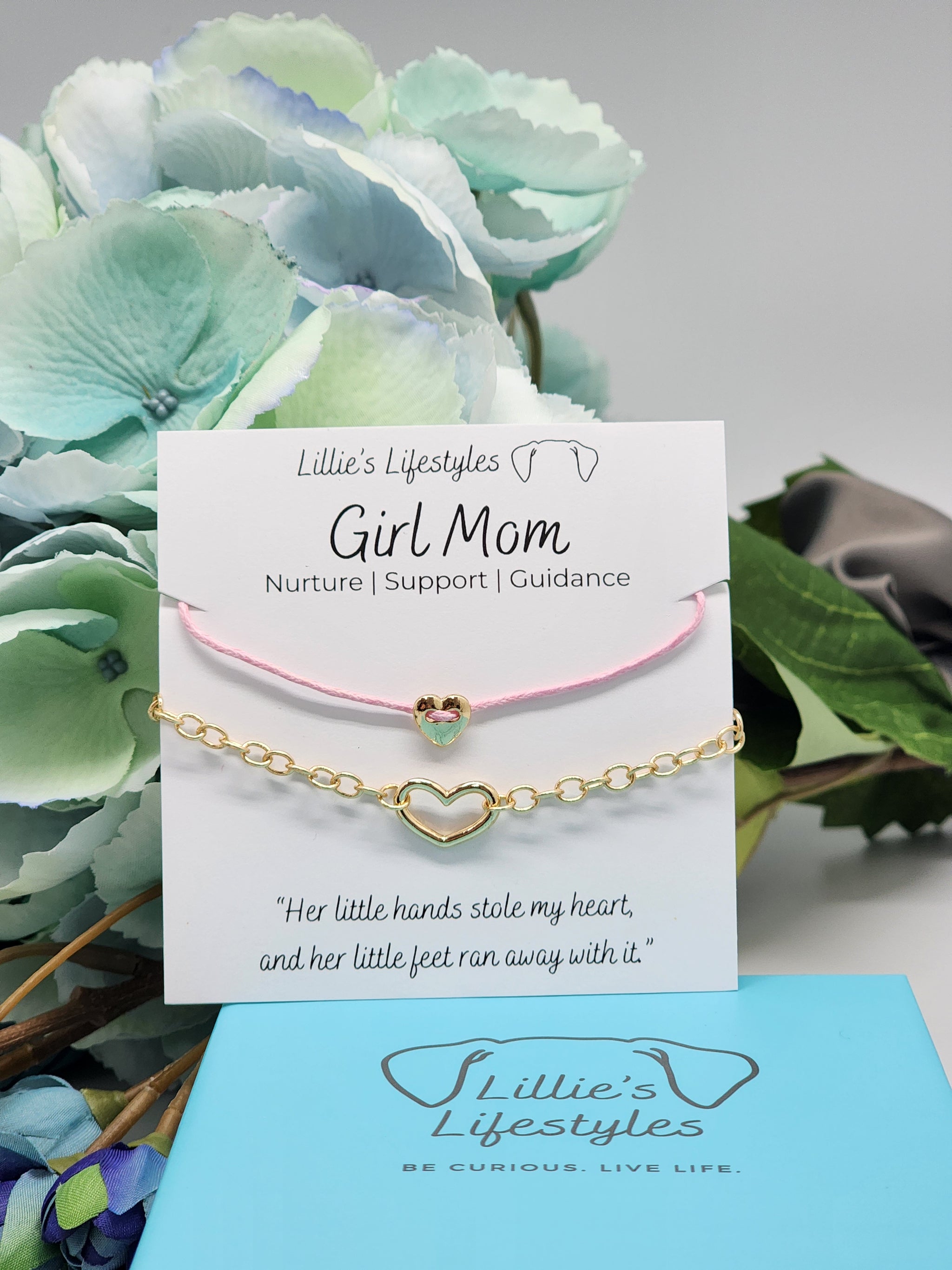 Girl Mom Pink Cord Layered Bracelet