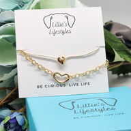 Baby Heart tan cord layered bracelet