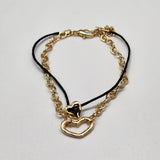 Baby Heart Black cord layered bracelet