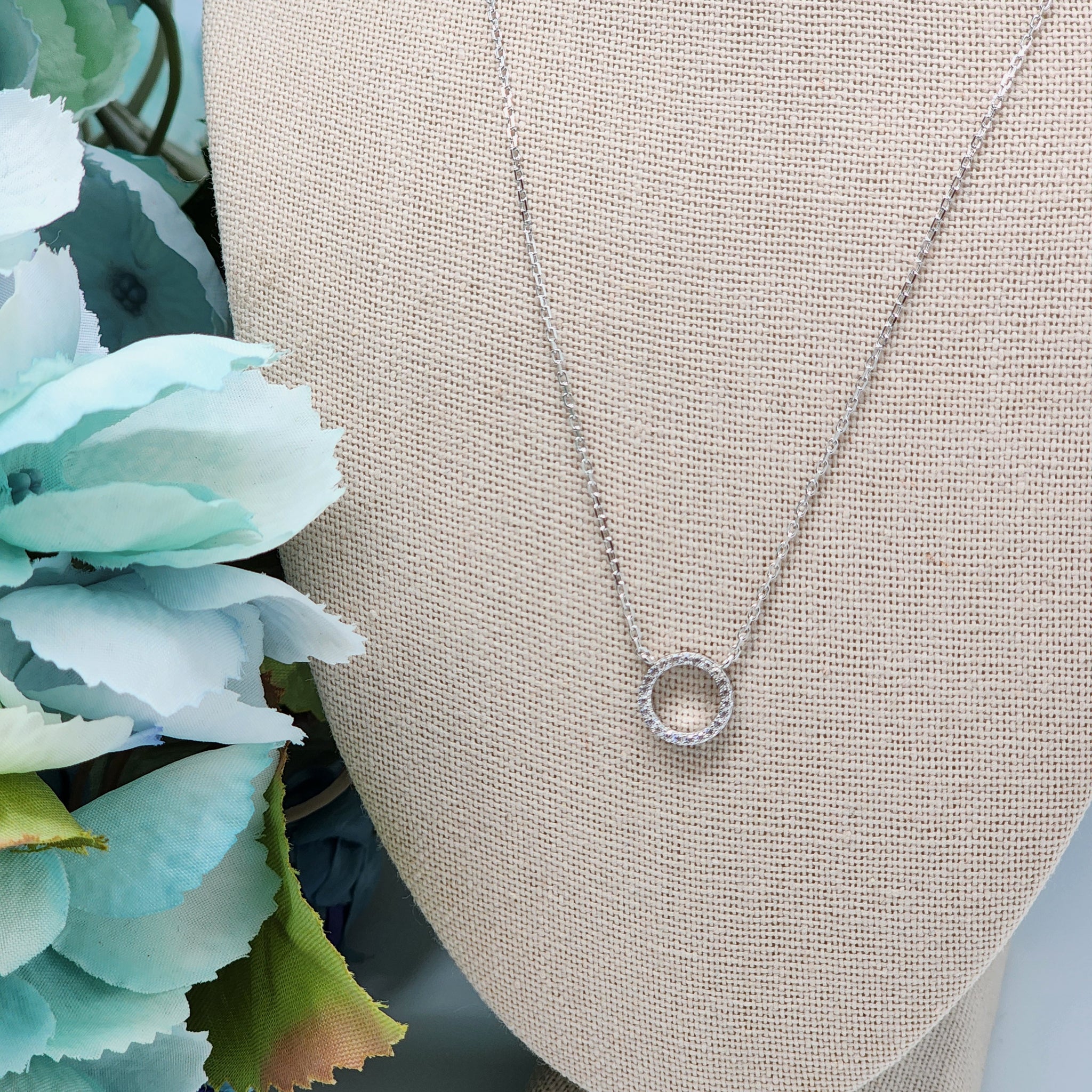 Sterling Silver with CZ hoop Necklace