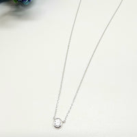 Sterling Silver with cz station pendant Necklace