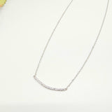 Sterling Silver with curved CZ bar Necklace