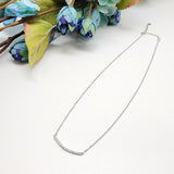 Sterling Silver with curved CZ bar Necklace