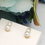 Sterling Silver CZ stud with pearl Earrings