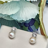 Sterling Silver CZ stud with pearl Earrings