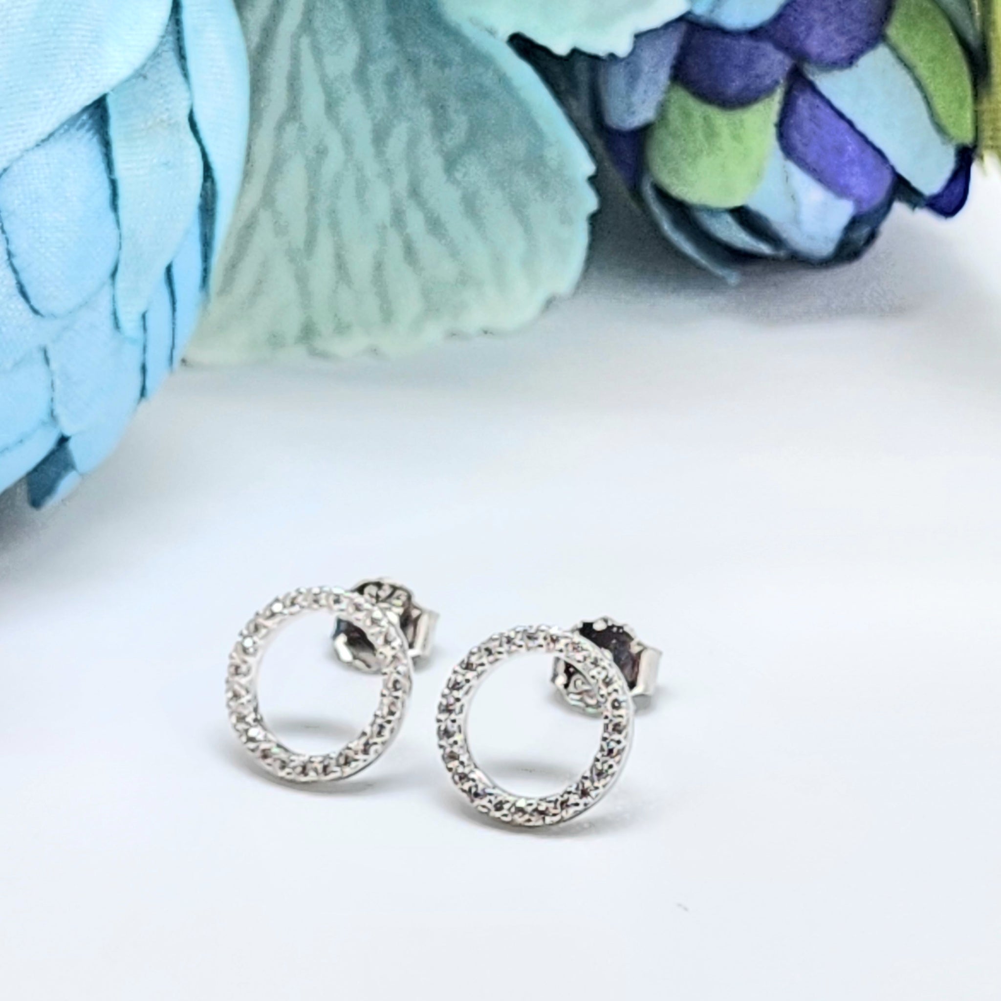 Sterling Silver circular CZ Earrings