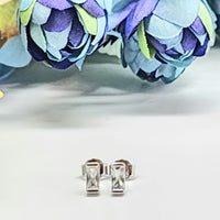 Sterling Silver rectangle CZ stud Earrings