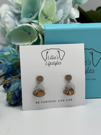 Brown Drop Charm Earrings