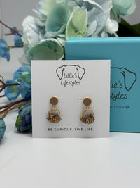 Brown Drop Charm Earrings