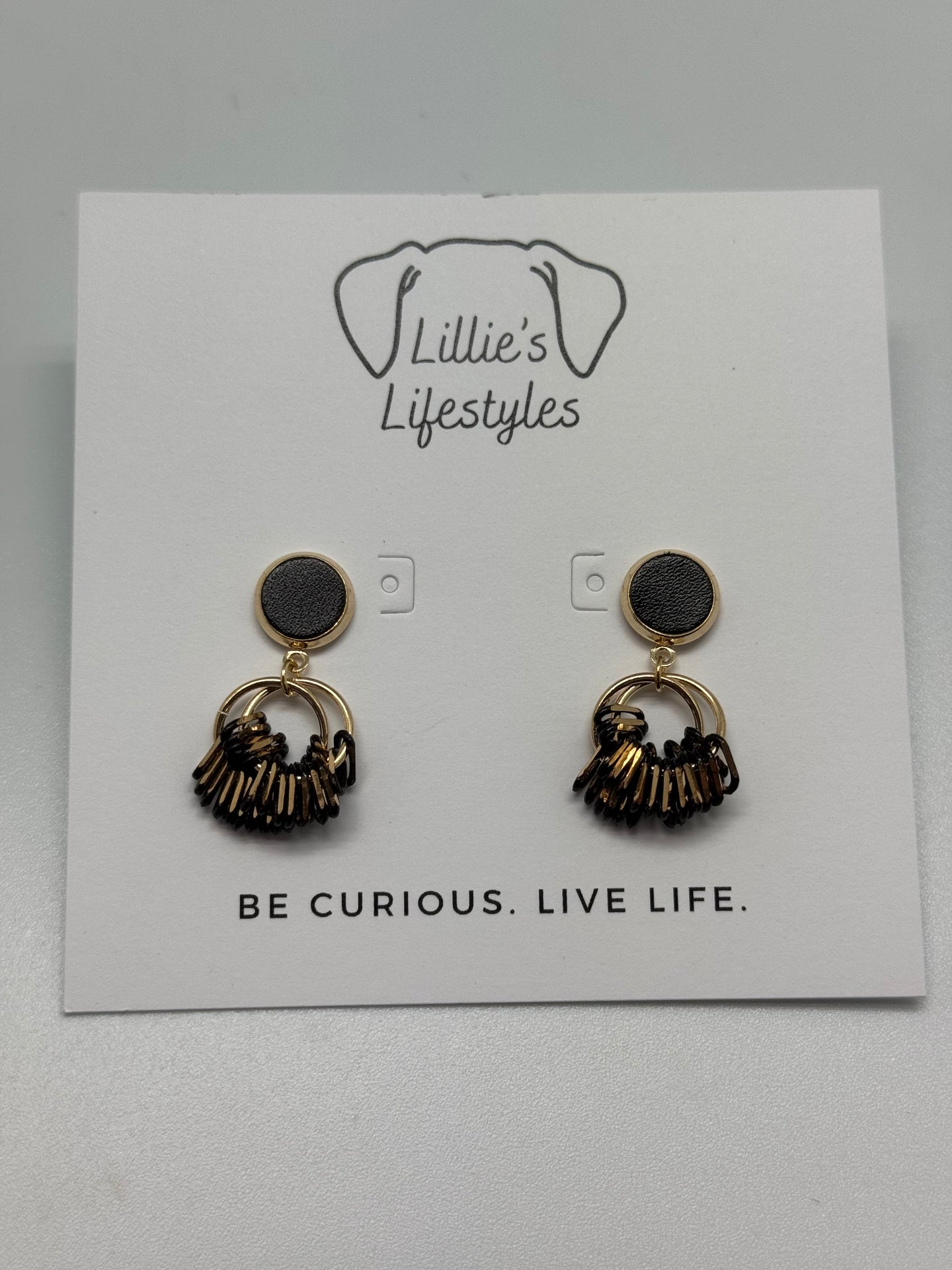 Black Drop Charm Earrings